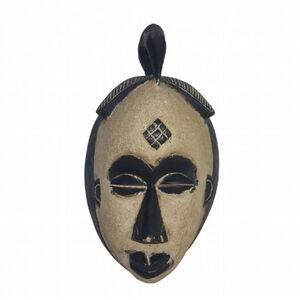 Vintage African Tribal Face Mask Wall Hang Wooden Punu Mask Gabon 13½"